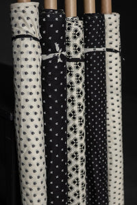 black white floral cotton fabric