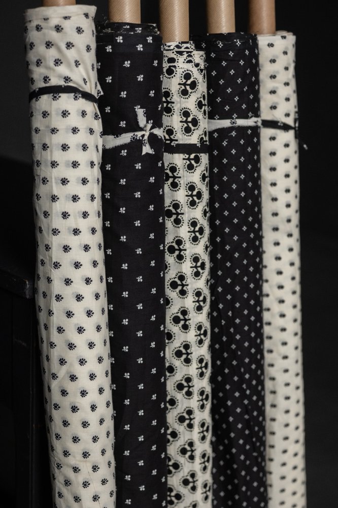 black white floral cotton fabric
