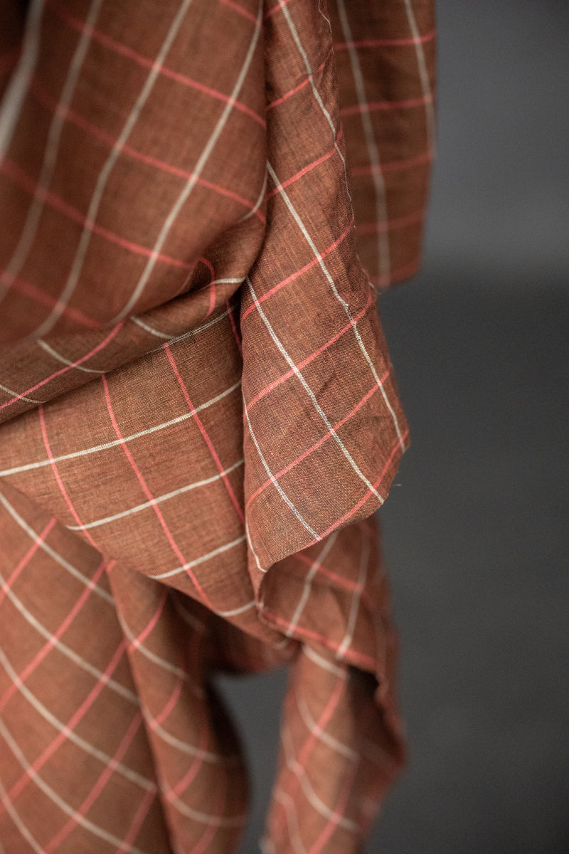 Handwoven Linen Check - Strawberry Jam