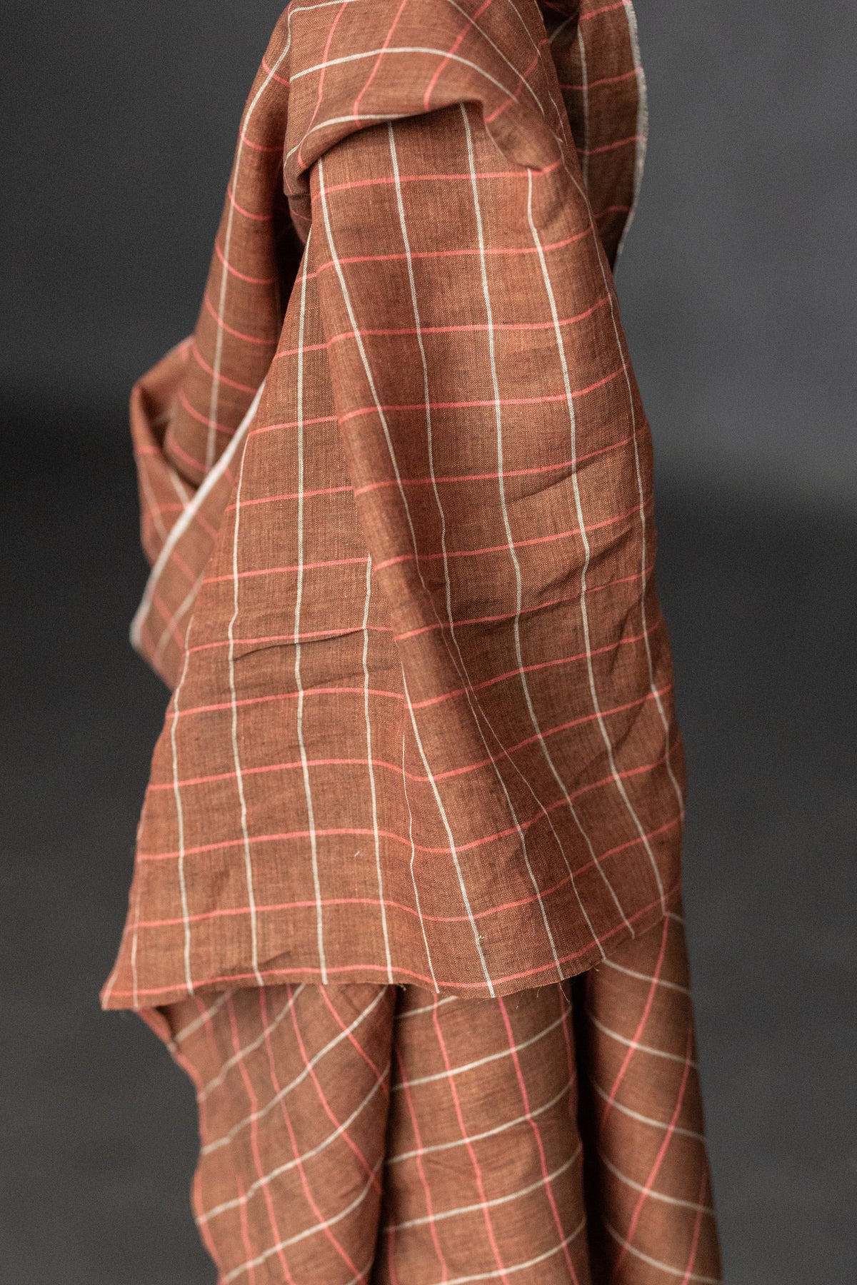 Handwoven Linen Check - Strawberry Jam