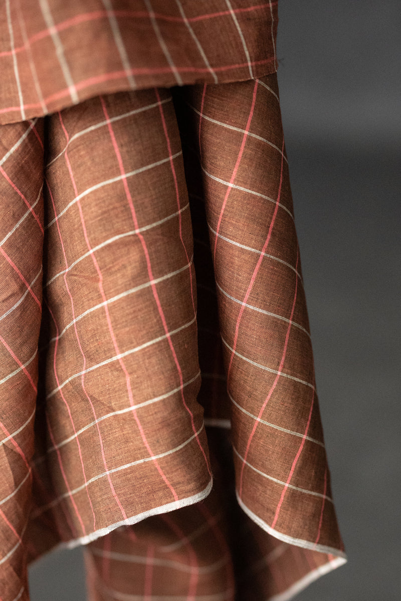 Handwoven Linen Check - Strawberry Jam