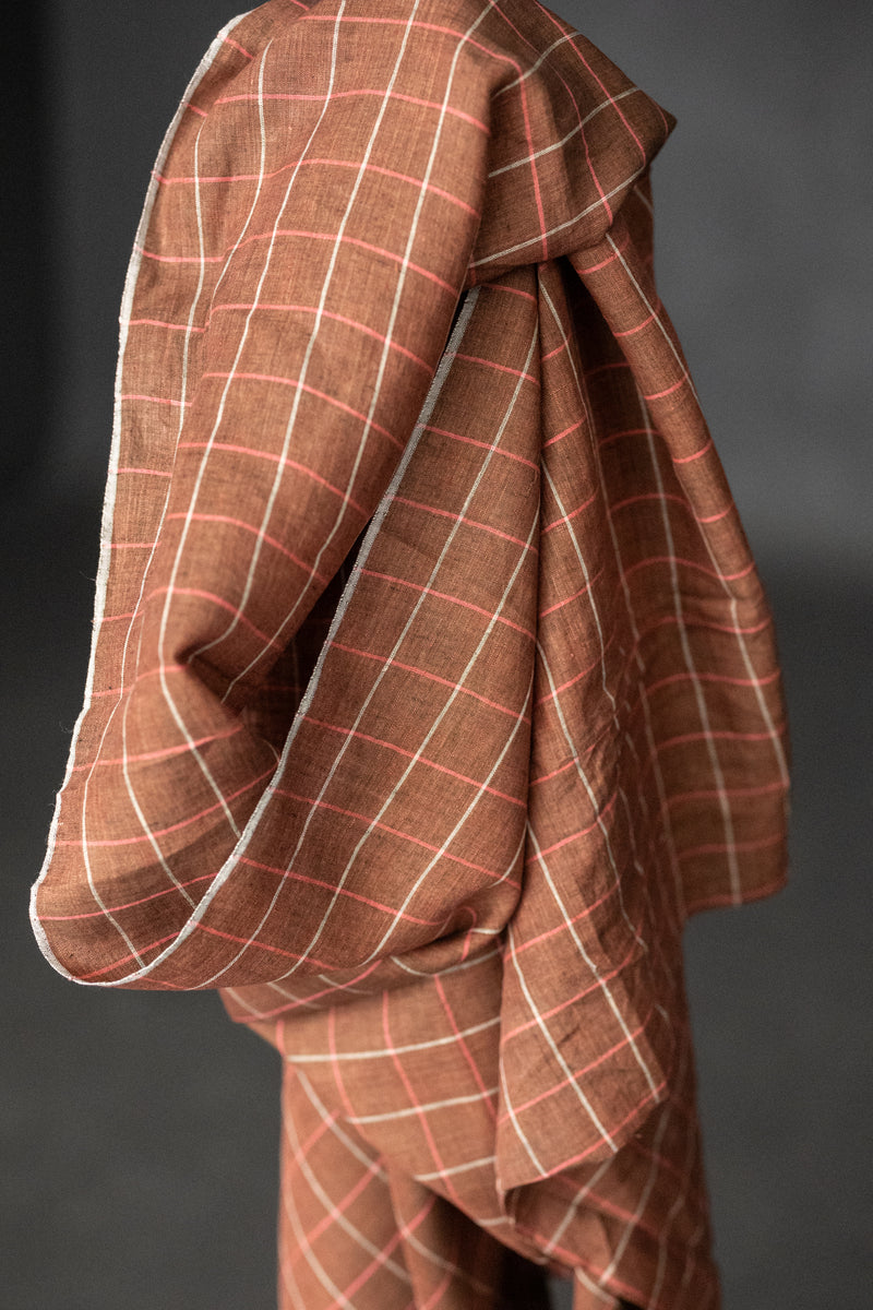 Handwoven Linen Check - Strawberry Jam