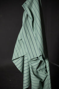 Bright teal organic ticking stripe fabric