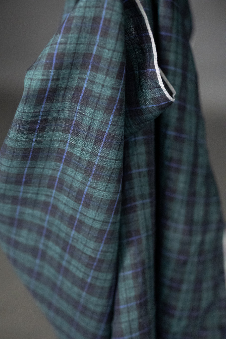 Handwoven Linen Check - Tartan Blue
