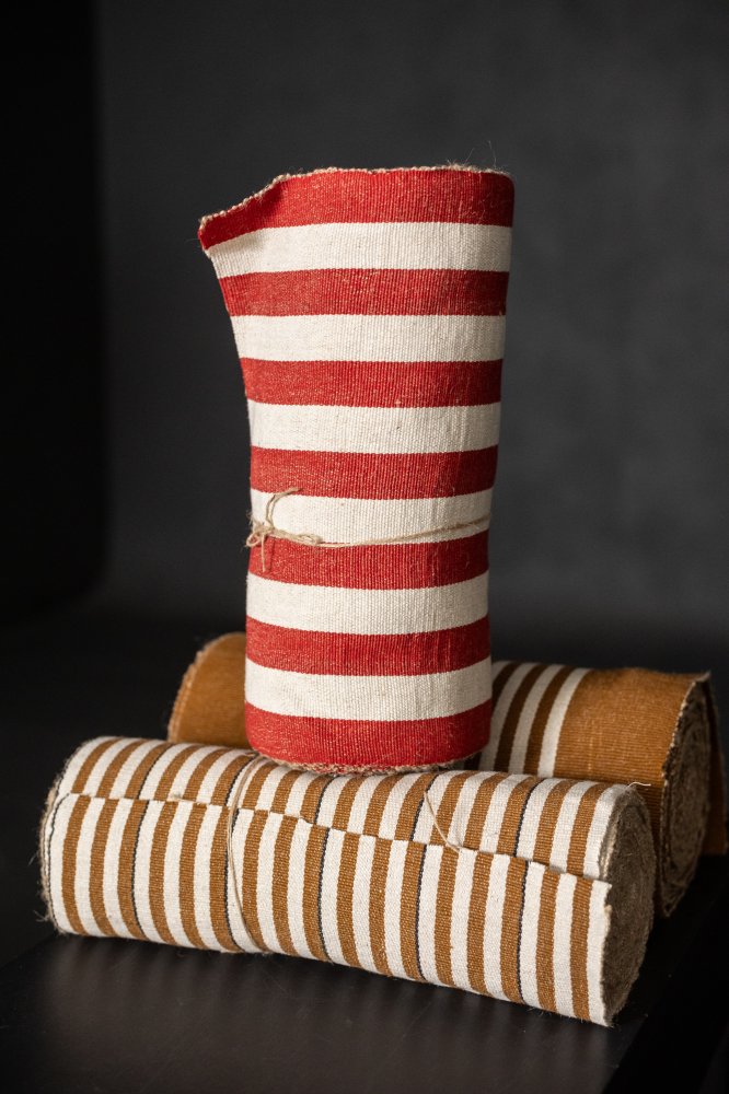 red white stripy jute fabric