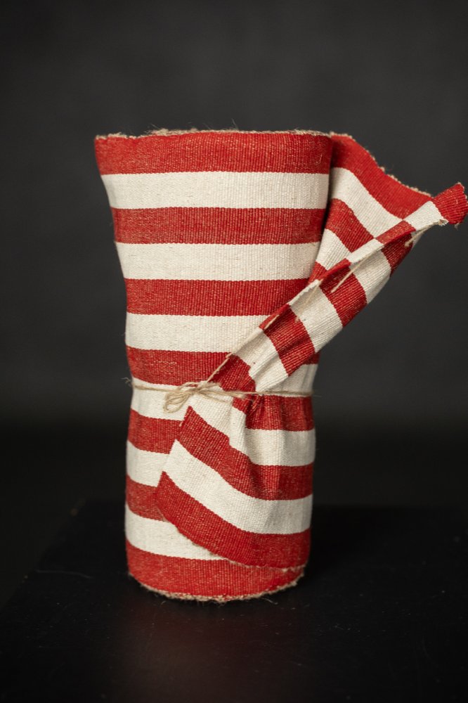 red white stripy jute fabric
