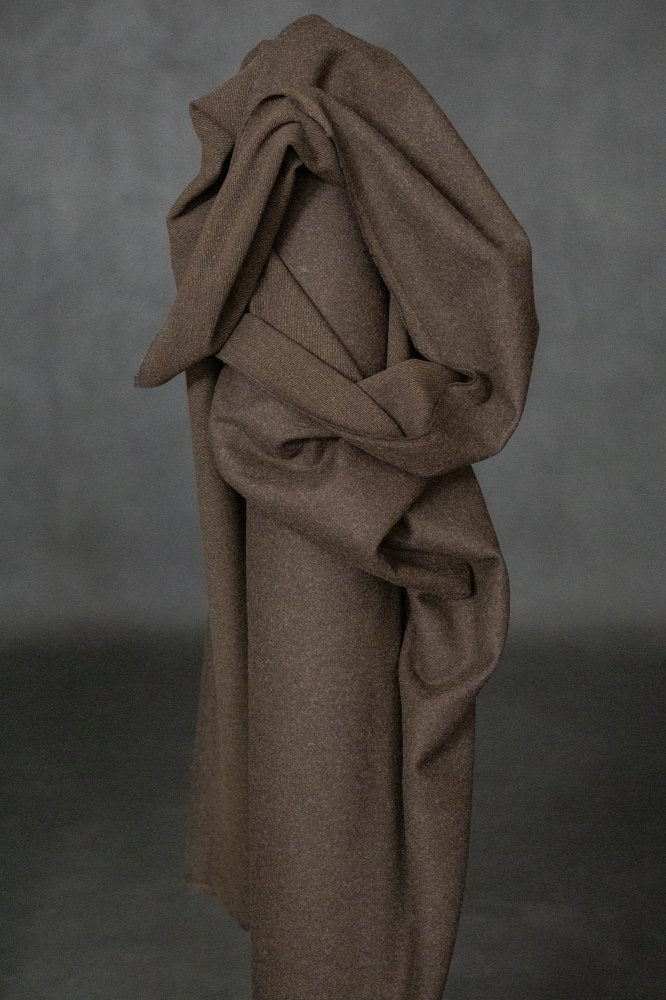 green brown twill wool fabric 