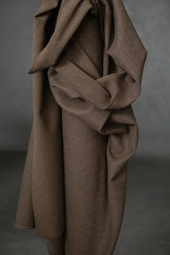 green brown twill wool fabric 
