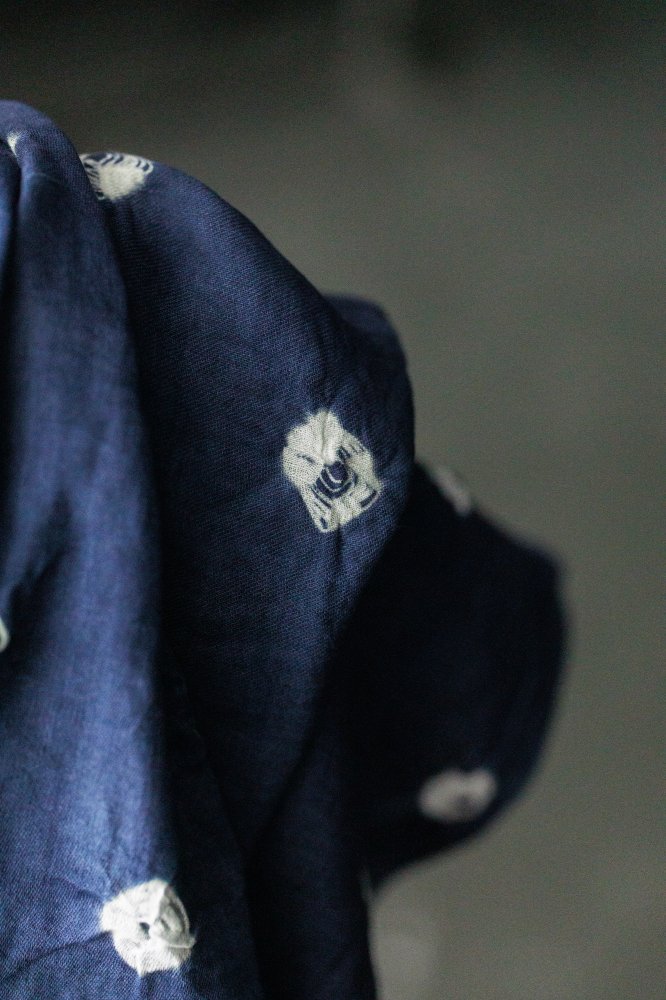 bandhani blue cotton dotty fabric