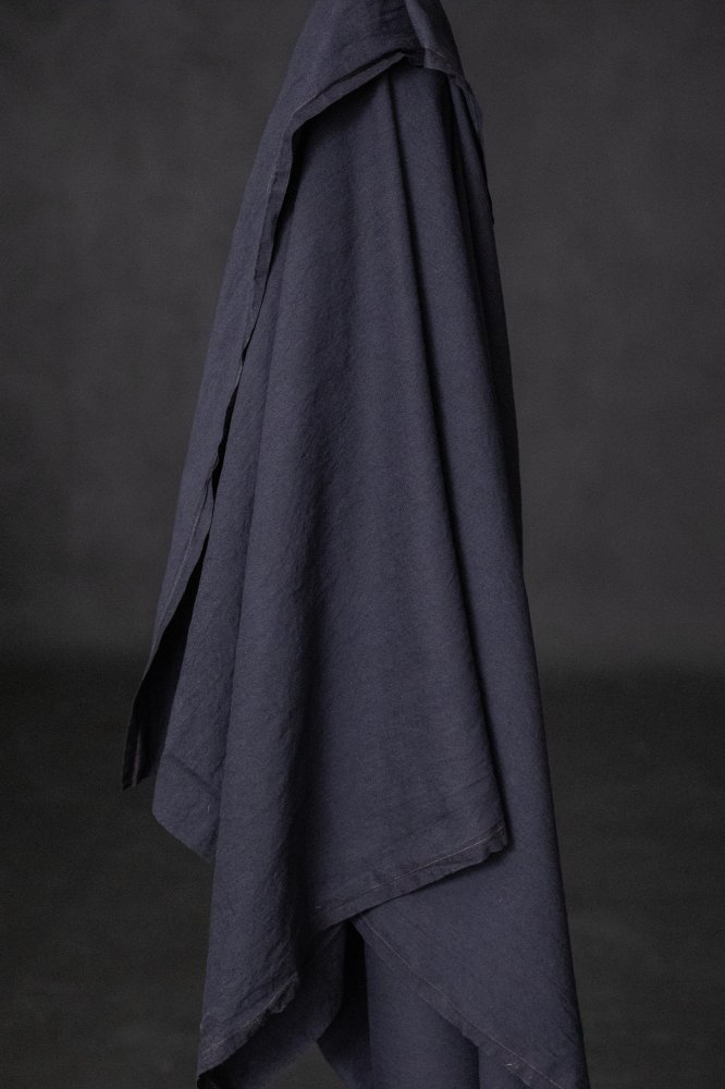 navy mustard linen fabric