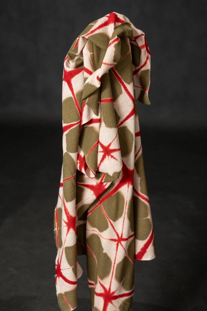 Indian hand dyed green and red fabrics