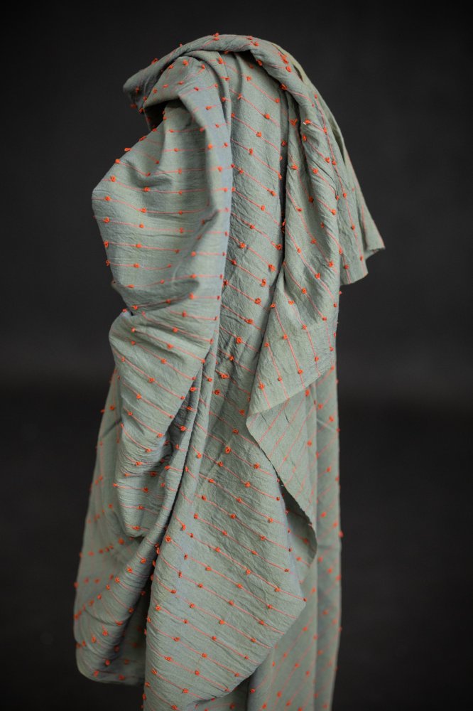 turquoise coral loopy fabric