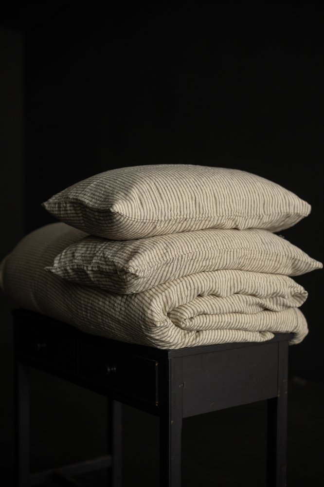 stripy linen pillowcase bedlinen
