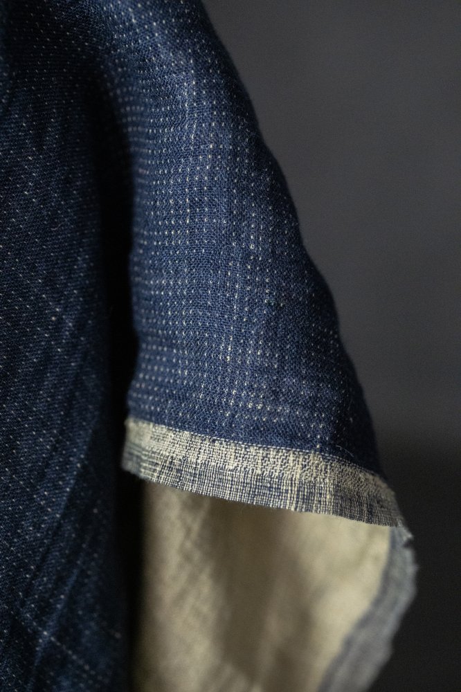 navy double gauze linen fabric