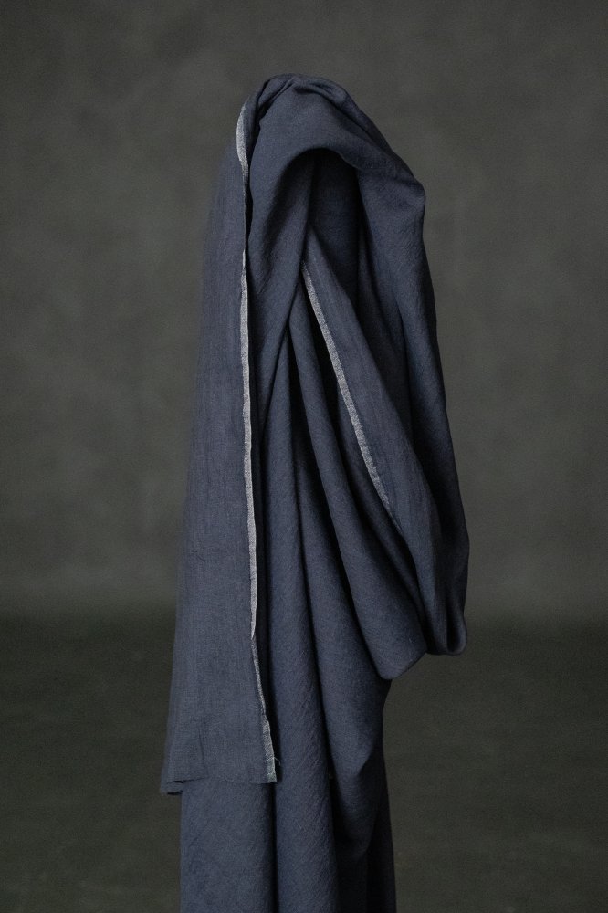 dark navy blue linen fabric