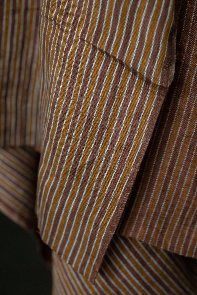stripy brown ochre blue stripe fabric