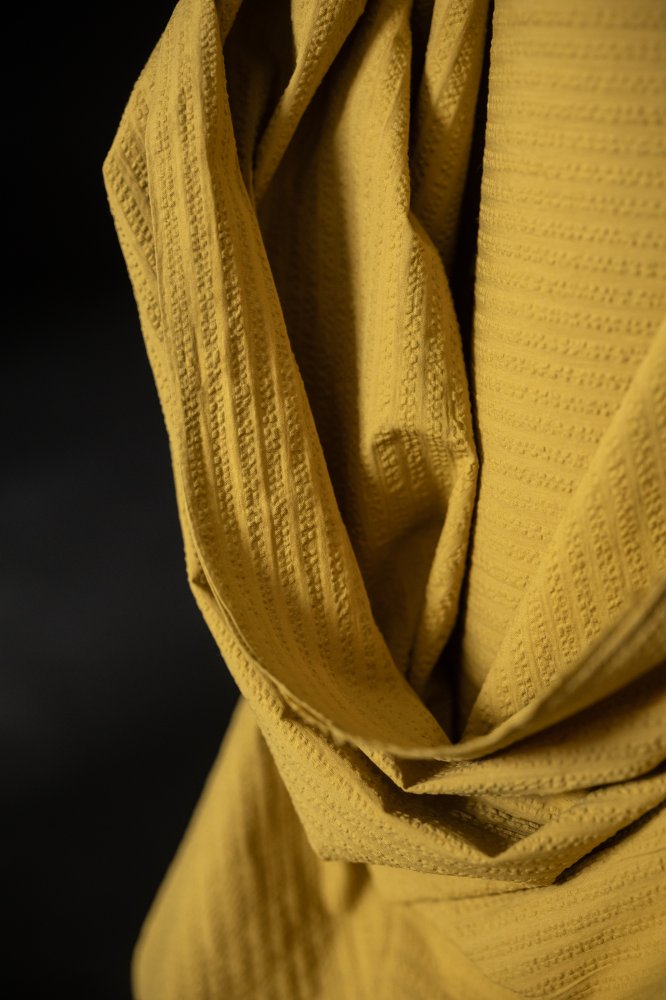 yellow seersucker cotton fabric