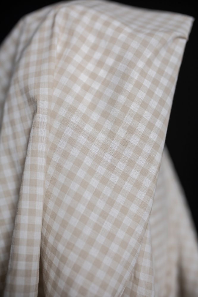 cream white gingham check fabric