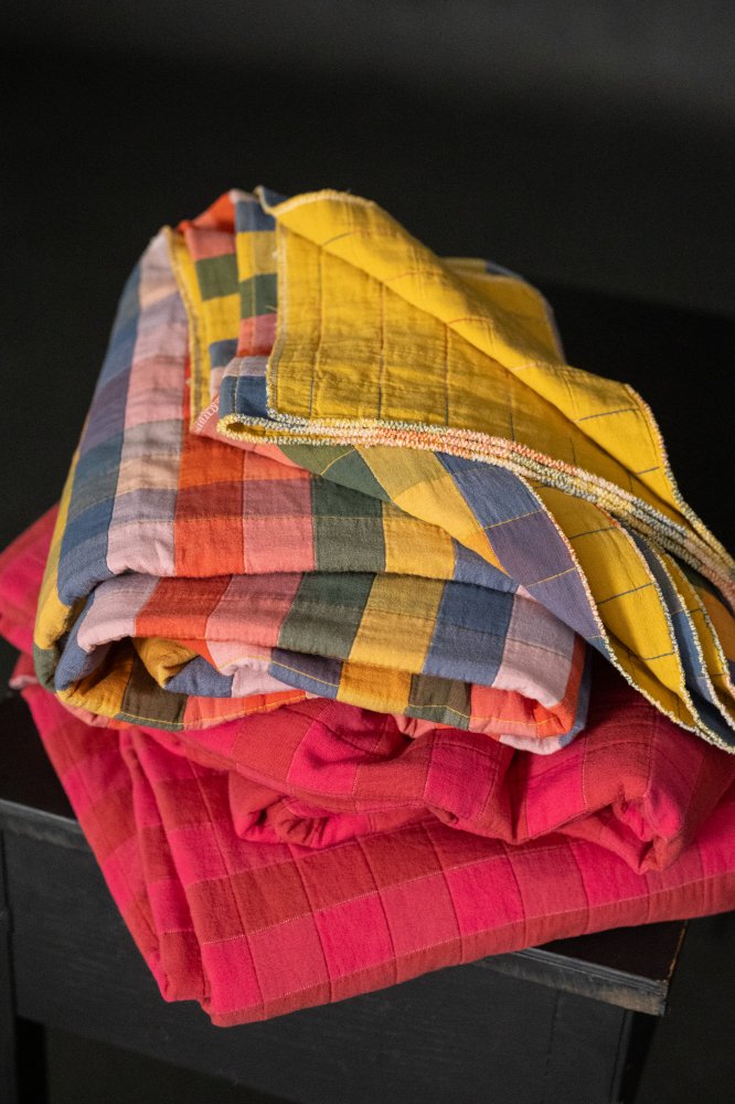 pink red quilted jacquard fabric