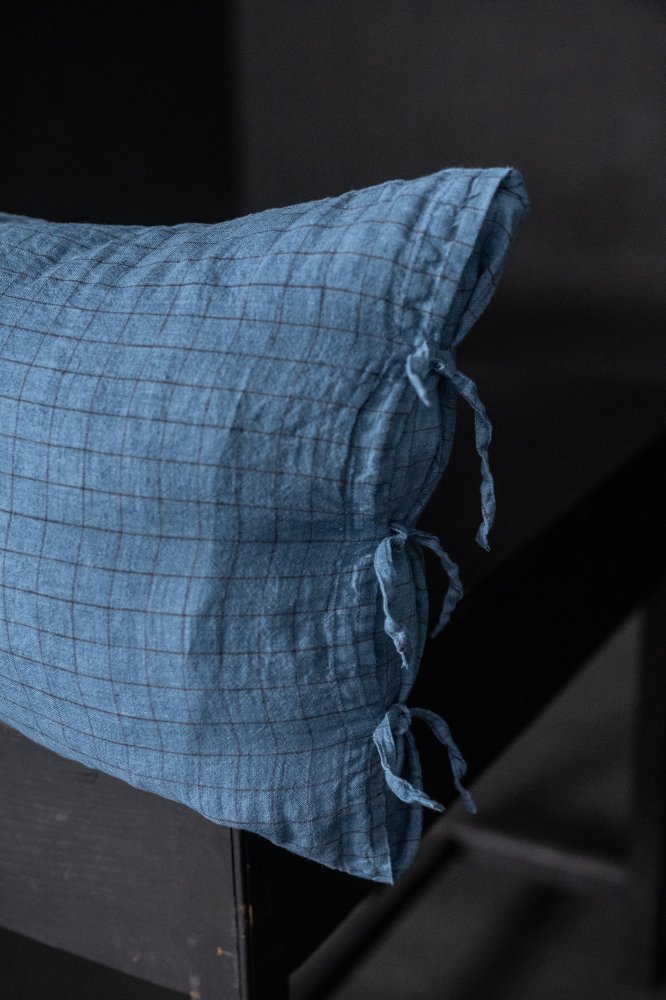 Irish Blues Laundered Linen Tie Pillowcase