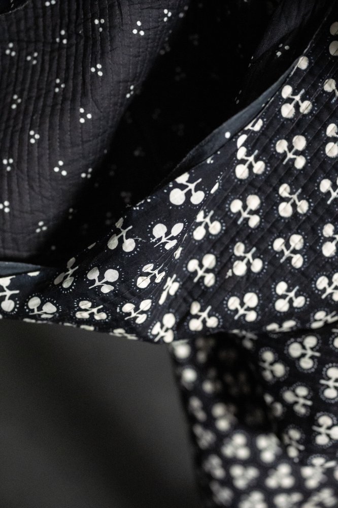 black white quilted indian cotton
