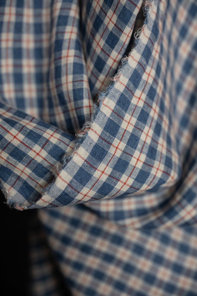 blue gingham linen
