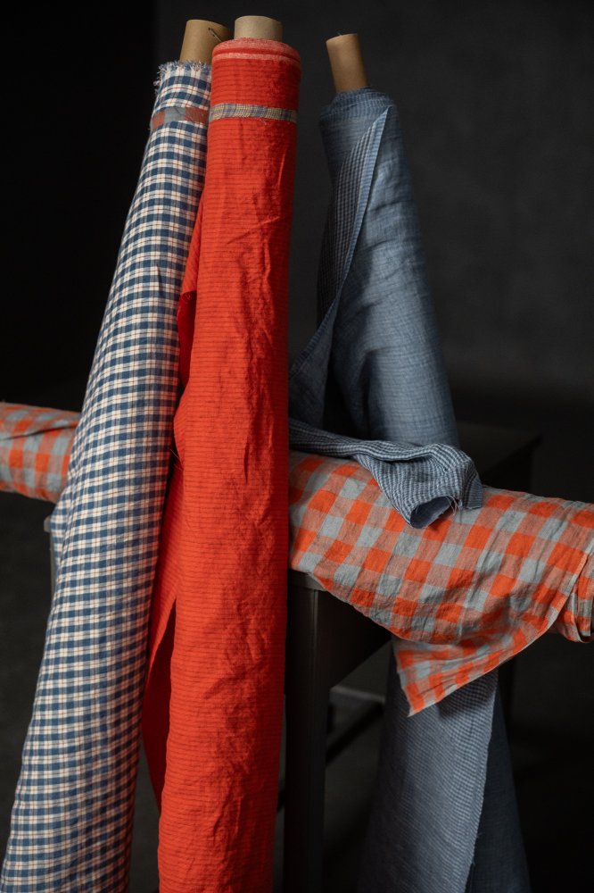 Mid West Sky European Laundered Linen Check