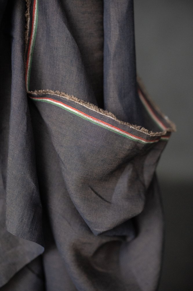 navy/brown crossweave italian linen