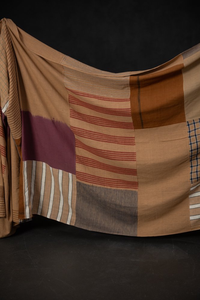 Patchwork Brown Handwoven Cotton Check