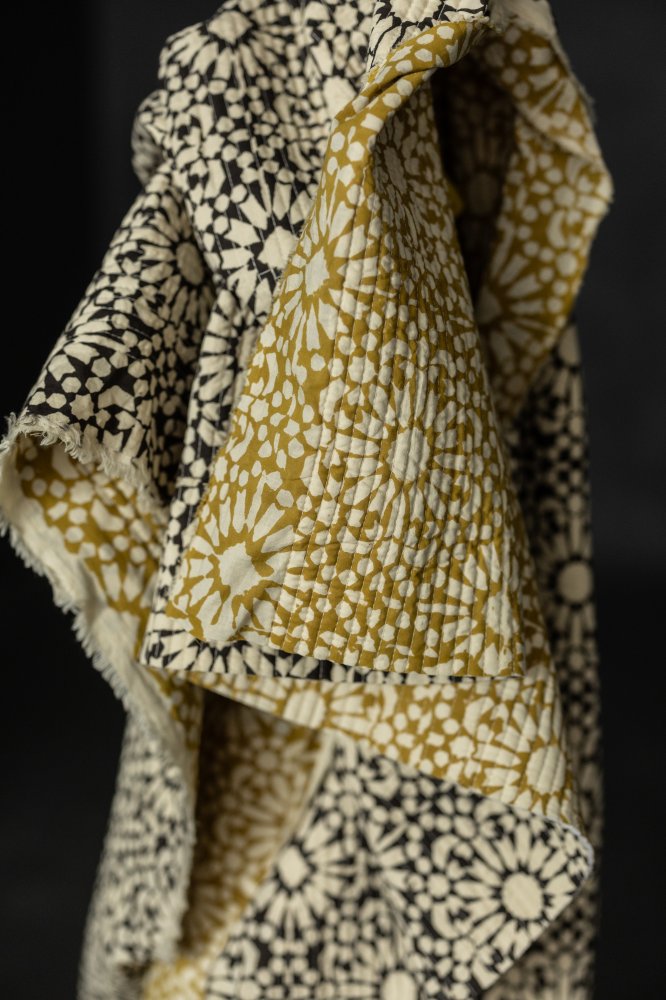 quilted block print fabric