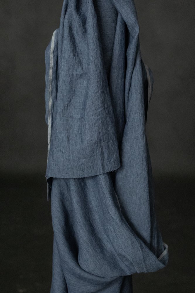 blue linen chambray fabric