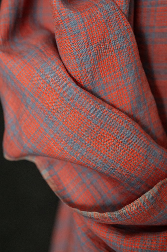 blue red check fabric