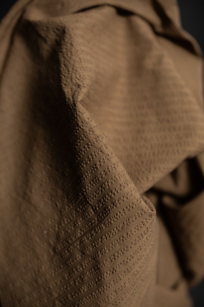 brown seersucker cotton fabric