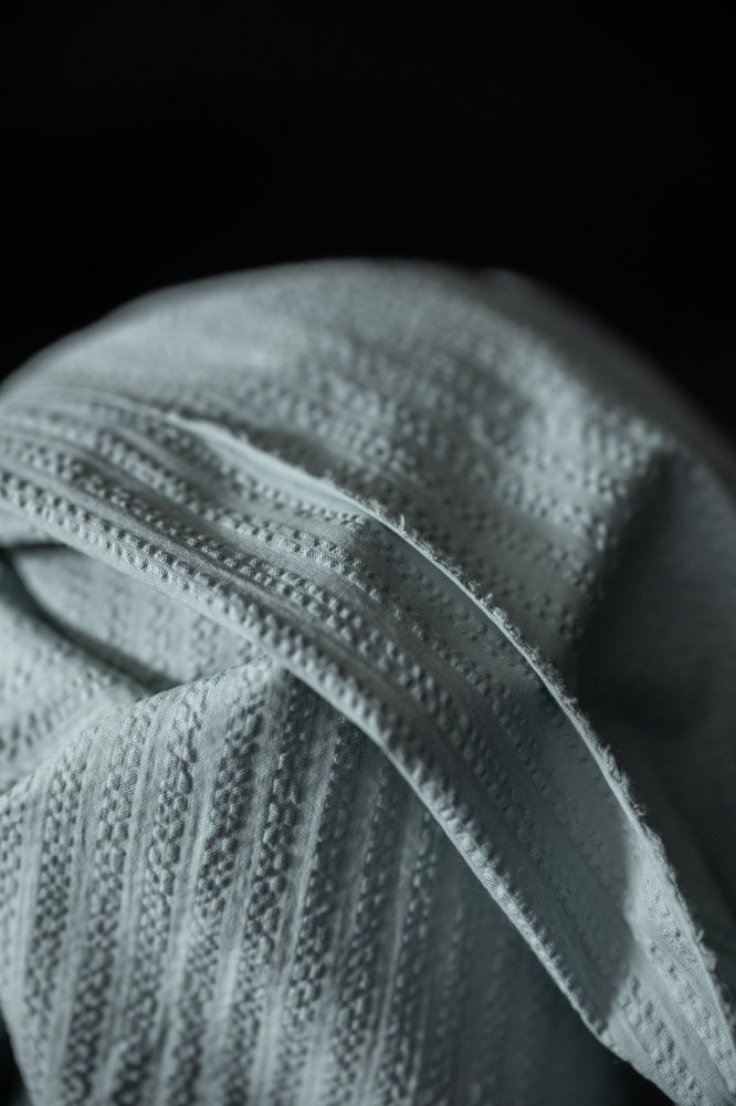 duck egg seersucker stripe fabric