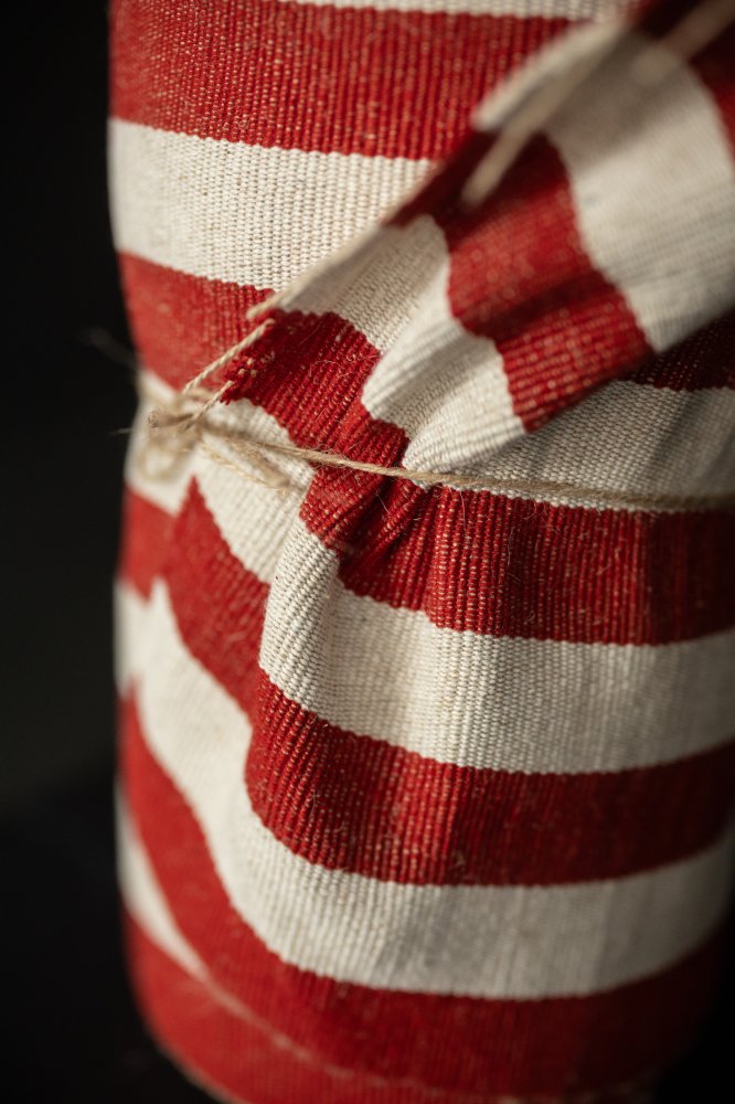 red white stripy jute fabric