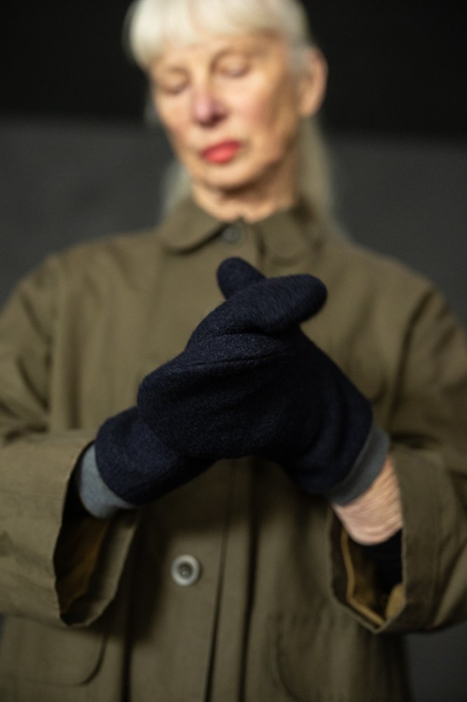 Navy Textured Italian Wool Coating