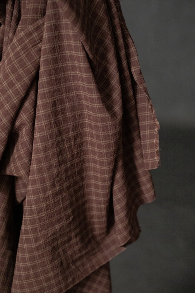 Japanese brown checked fabric