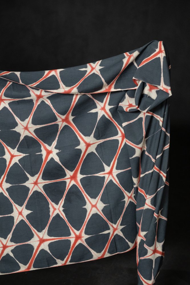 Indian tie dyed blue and red cotton