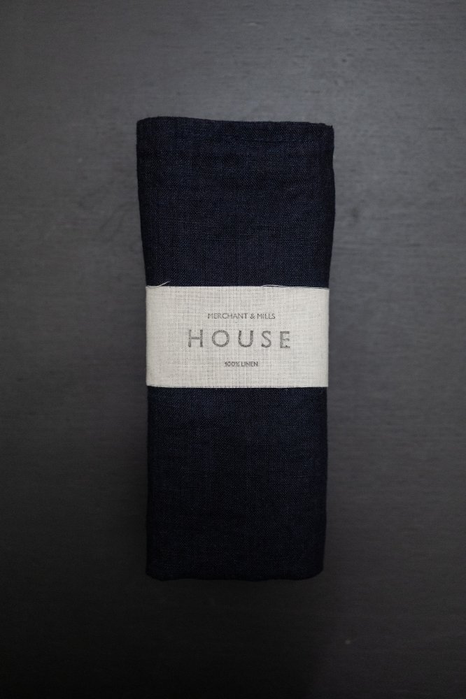 Blue Black Laundered Linen Napkin - Set of Two