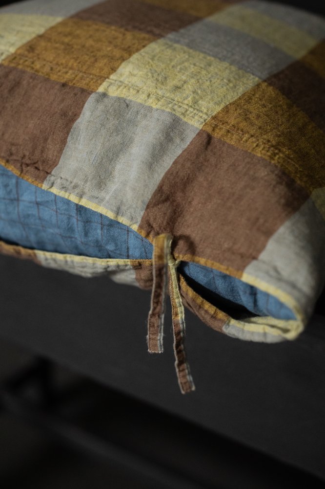 Hay Bale Blues/Irish Blues Laundered Linen Peekaboo Cushion Cover