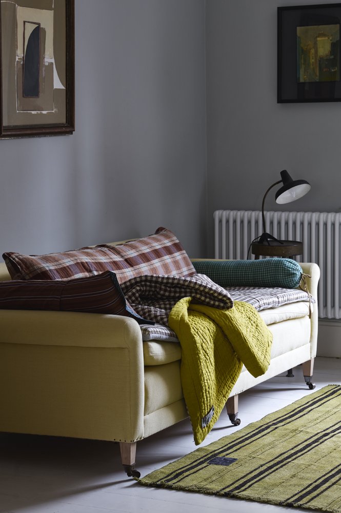 Mississippi/Mr Citrus Laundered Linen Kantha Stitched Quilt