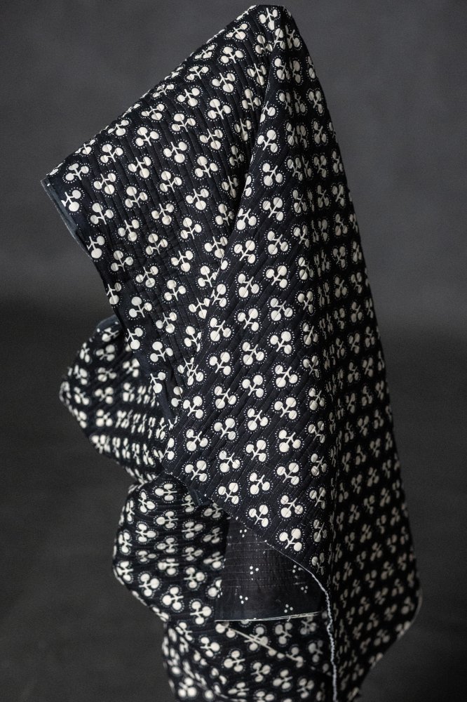 black white quilted indian cotton