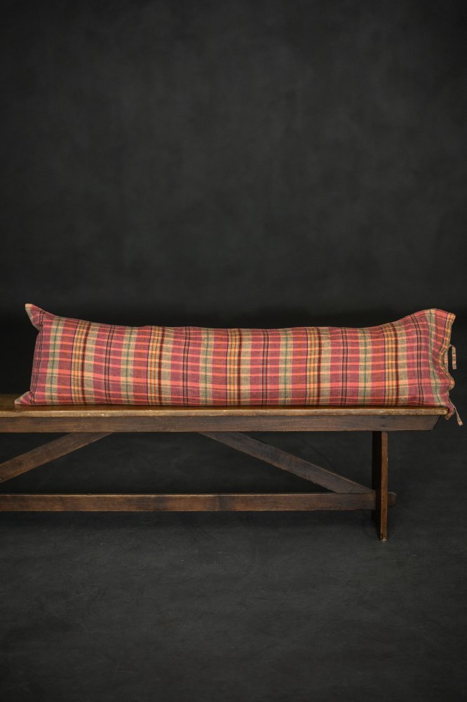 pink check cushion linen