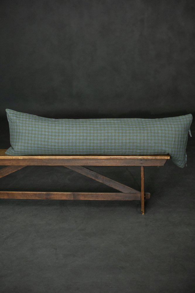 green blue gingham cushion
