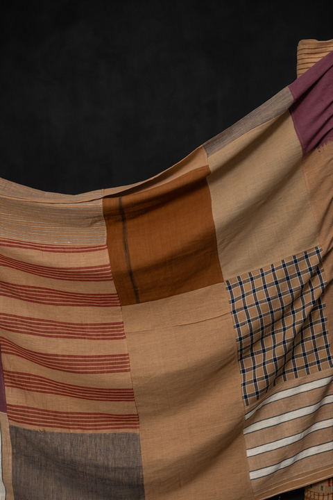 Patchwork Brown Handwoven Cotton Check