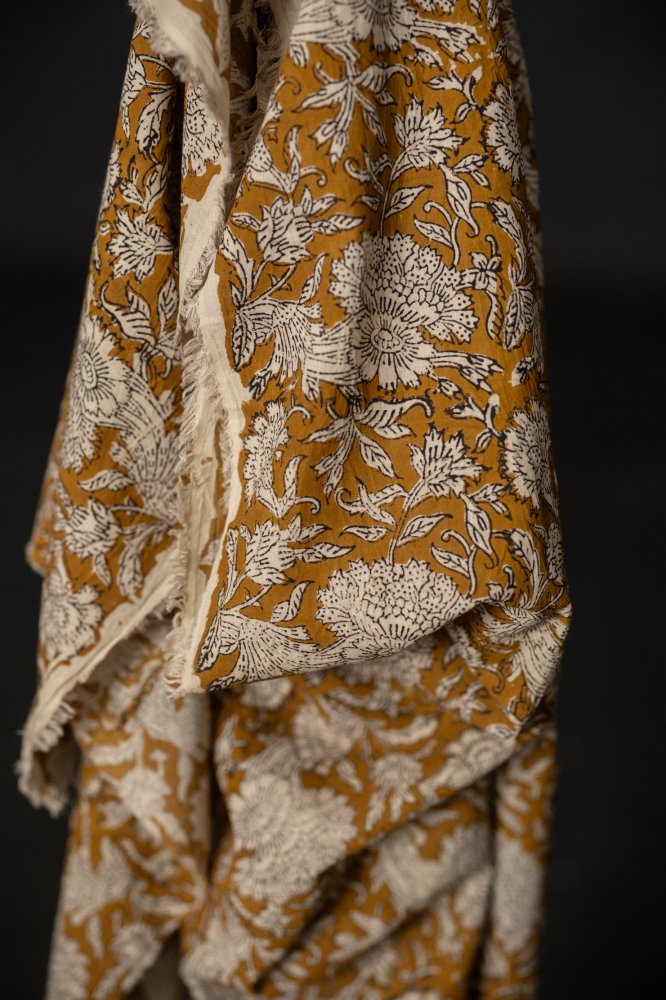 yellow hand block print fabric