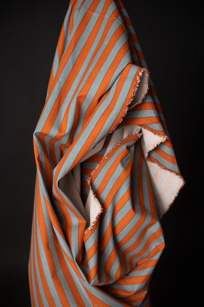 Mandarin Stem Wide Stripe Cotton Canvas *discounted