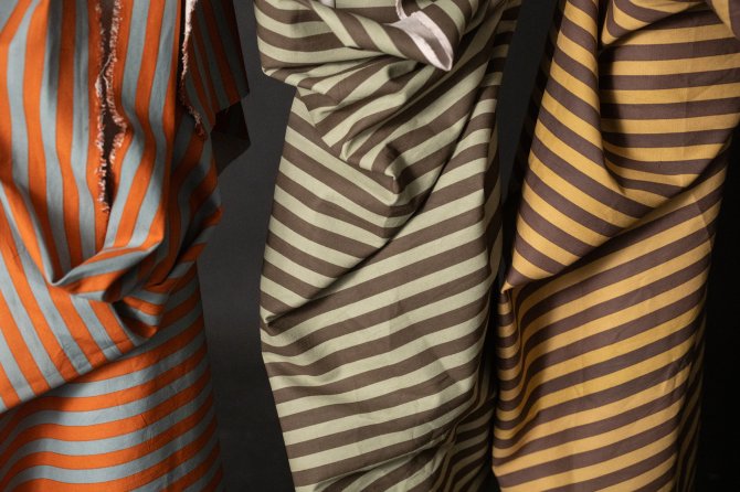 Mandarin Stem Wide Stripe Cotton Canvas *discounted