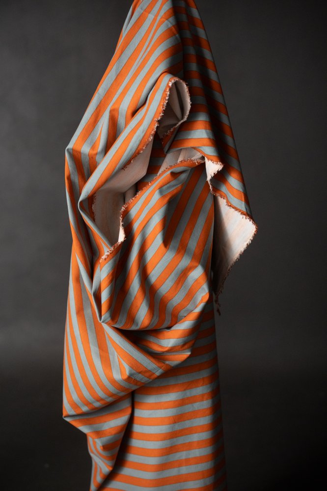 Mandarin Stem Wide Stripe Cotton Canvas *discounted