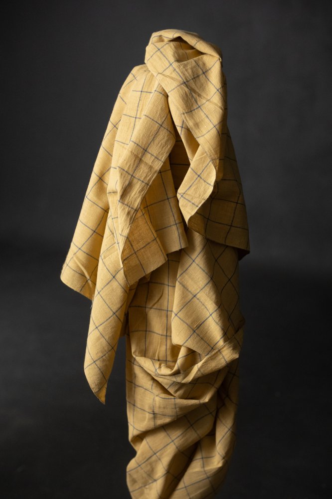 butter yellow Indian handloom cotton check